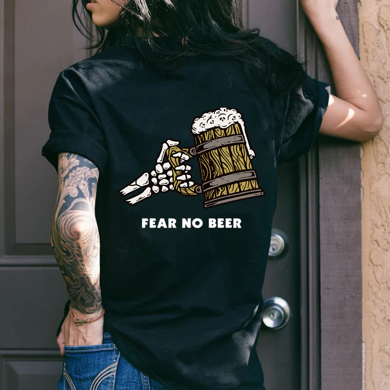 FEAR NO BEER PRINTED WOMEN'S PREMIUM T-SHIRT