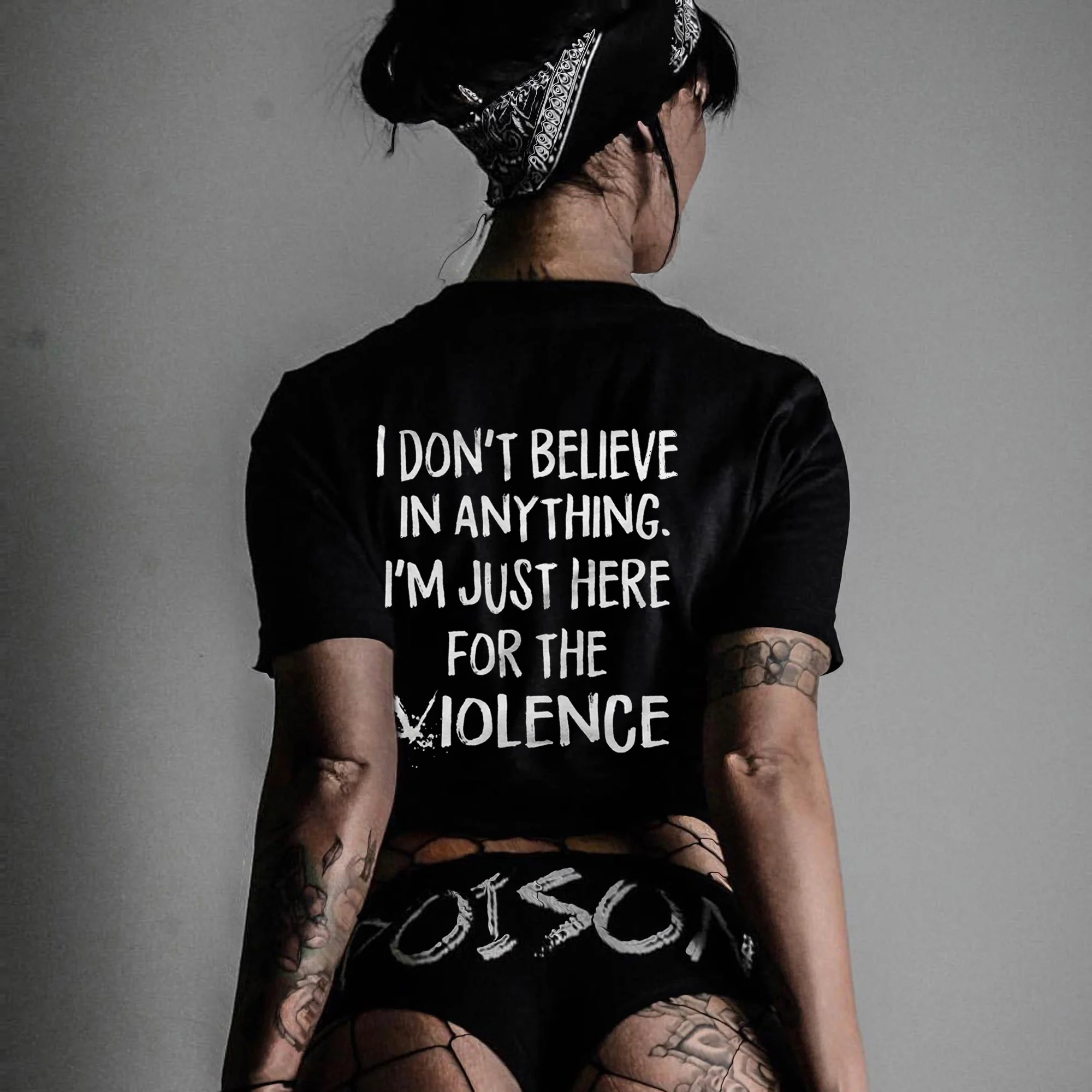 I DON'T BELIEVE IN ANYTHING LETTERS PRINTED T-SHIRT