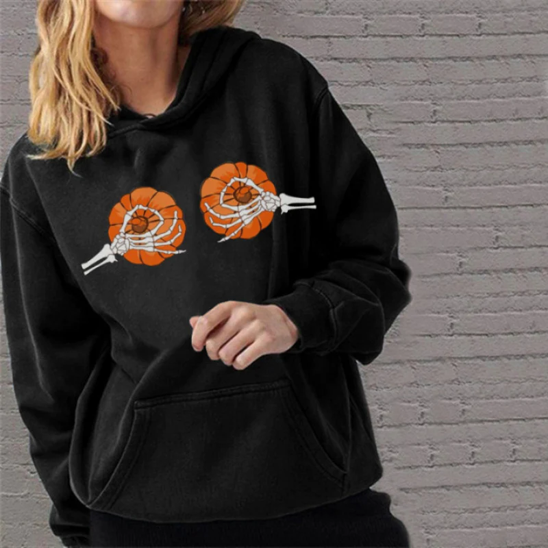 HAPPY HALLOWEEN PUMPKIN PRINTED CASUAL HOODIE