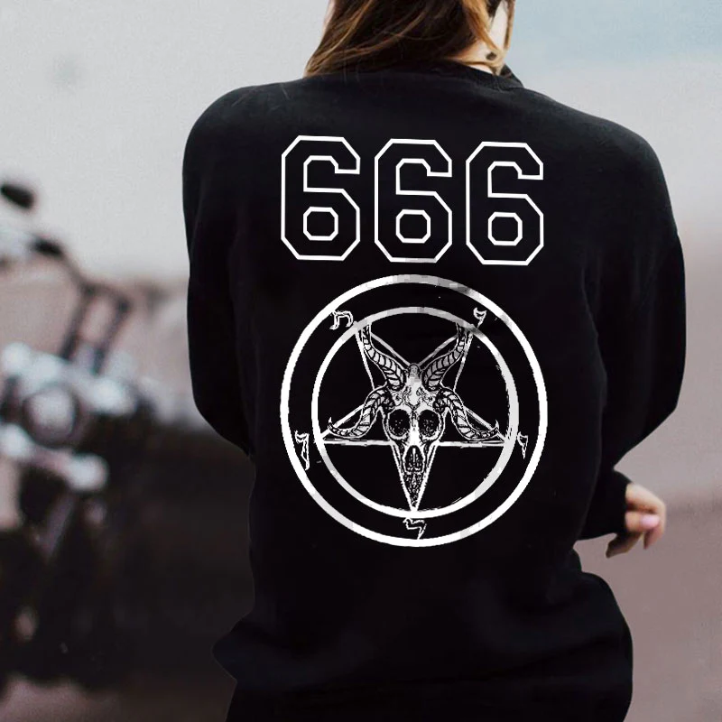 666 BAPHOMET PRINTED WOMEN'S SWEATSHIRT