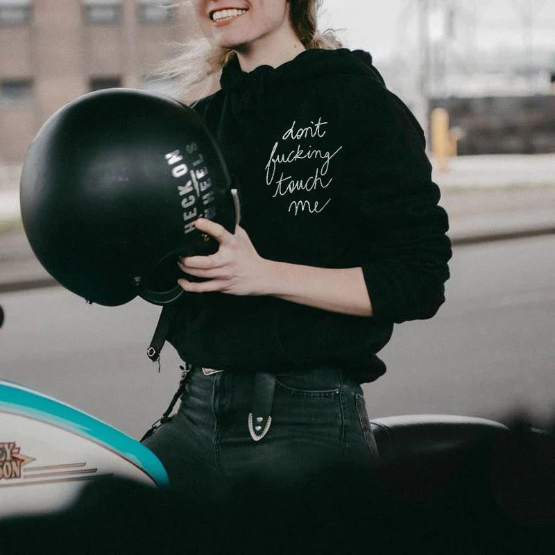 DON'T FUCKING TOUCH ME LETTERS PRINTED HOODIE