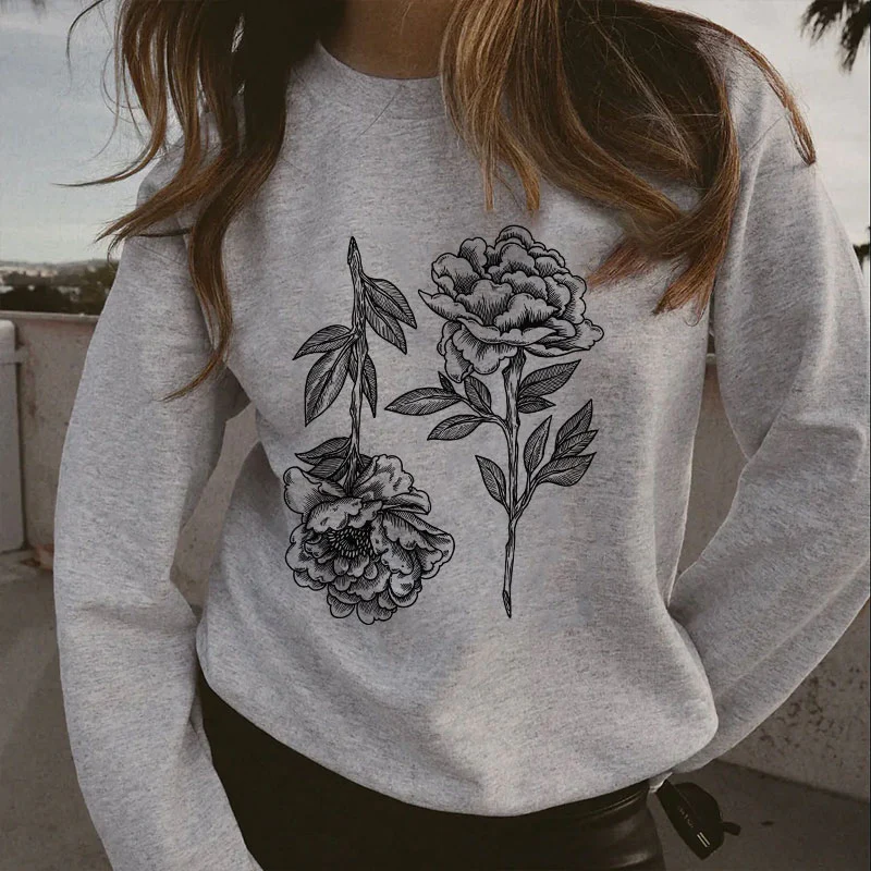 FLOWERS PRINTED WOMEN'S SWEATSHIRT