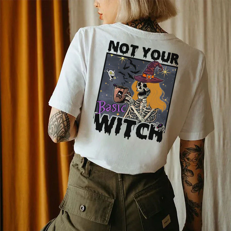 NOT YOUR BASIC WITCH PRINTED T-SHIRT